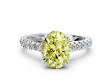 White gold Fancy Yellow Oval  Solitaire Pave Diamond Engagement Ring with Prong Setting_20