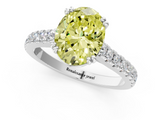 White gold Fancy Yellow Oval  Solitaire Pave Diamond Engagement Ring with Prong Setting_21