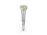 White gold Fancy Yellow Oval  Solitaire Pave Split Shank Ring with Four-Prong Setting_197