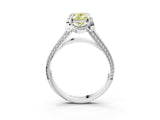 White gold Fancy Yellow Oval  Solitaire Pave Split Shank Ring with Four-Prong Setting_198