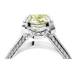 White gold Fancy Yellow Oval  Solitaire Pave Split Shank Ring with Four-Prong Setting_199