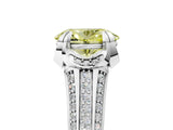 White gold Fancy Yellow Oval  Solitaire Pave Split Shank Ring with Four-Prong Setting_200