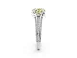 White gold Fancy Yellow Oval  Solitaire Pave Split Shank Ring with Four-Prong Setting_203