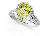 White gold Fancy Yellow Oval  Solitaire Pave Split Shank Ring with Four-Prong Setting_205