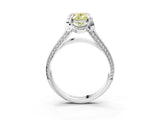 White gold Fancy Yellow Oval  Solitaire Pave Split Shank Ring with Four-Prong Setting_207