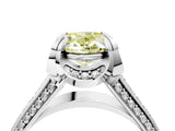 White gold Fancy Yellow Oval  Solitaire Pave Split Shank Ring with Four-Prong Setting_208
