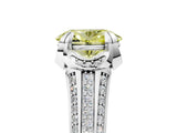 White gold Fancy Yellow Oval  Solitaire Pave Split Shank Ring with Four-Prong Setting_209