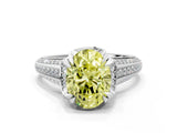 White gold Fancy Yellow Oval  Solitaire Pave Split Shank Ring with Four-Prong Setting_219