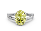 White gold Fancy Yellow Oval  Solitaire Split Shank Pavé Diamond Engagement Ring_385