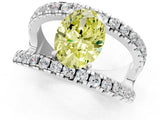 White gold Fancy Yellow Oval  Solitaire Split Shank Pave Diamond Ring_68