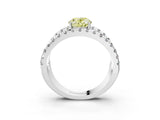White gold Fancy Yellow Oval  Solitaire Split Shank Pave Diamond Ring_70