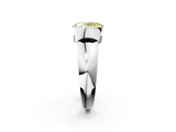 White gold Fancy Yellow Oval  Solitaire Tension Set Diamond Ring with Wide Band_21