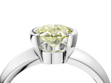 White gold Fancy Yellow Oval  Solitaire Tension Set Diamond Ring with Wide Band_24