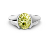 White gold Fancy Yellow Oval  Solitaire Tension Set Diamond Ring_20