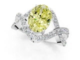 White gold Fancy Yellow Oval  Solitaire Twist Band Pavé Diamond Engagement Ring_33