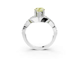 White gold Fancy Yellow Oval  Solitaire Twist Band Pavé Diamond Engagement Ring_35