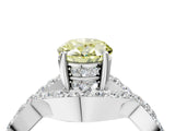 White gold Fancy Yellow Oval  Solitaire Twist Band Pavé Diamond Engagement Ring_36