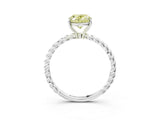 White gold Fancy Yellow Oval  Solitaire Twist Band Ring with Four-Prong Setting_15