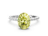 White gold Fancy Yellow Oval  Solitaire Twist Band Ring with Four-Prong Setting_163