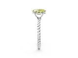 White gold Fancy Yellow Oval  Solitaire Twist Band Ring with Four-Prong Setting_166