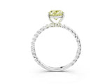White gold Fancy Yellow Oval  Solitaire Twist Band Ring with Four-Prong Setting_167