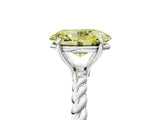 White gold Fancy Yellow Oval  Solitaire Twist Band Ring with Four-Prong Setting_168