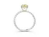 White gold Fancy Yellow Oval  Solitaire Twist Band Ring with Four-Prong Setting_21