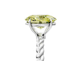 White gold Fancy Yellow Oval  Solitaire Twist Band Ring with Four-Prong Setting_23