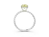 White gold Fancy Yellow Oval  Solitaire Twist Band Ring with Four-Prong Setting_27