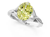 White gold Fancy Yellow Oval  Solitaire Twist Band Six-Prong Setting 2