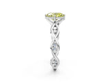 White gold Fancy Yellow Oval  Solitaire Twist Band with Leaf Prong Setting 2