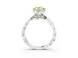 White gold Fancy Yellow Oval  Solitaire Twist Band with Leaf Prong Setting 3