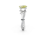 White gold Fancy Yellow Oval  Solitaire Twist Band with Pavé Accents and Four-Prong Setting_22