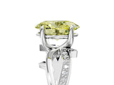 White gold Fancy Yellow Oval  Solitaire Twist Band with Pavé Accents and Four-Prong Setting_25