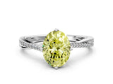 White gold Fancy Yellow Oval  Solitaire Twist Band with Pavé Diamonds and Four-Prong Setting_61