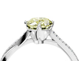 White gold Fancy Yellow Oval  Solitaire Twist Band with Pavé Diamonds and Four-Prong Setting_65