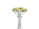 White gold Fancy Yellow Oval  Solitaire Twist Band with Pavé Diamonds and Four-Prong Setting_66