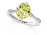 White gold Fancy Yellow Oval  Solitaire Twist Band with Pavé Diamonds and Four-Prong Setting_66