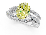 White gold Fancy Yellow Oval  Solitaire Twist Band with Pavé Setting and Four-Prong Setting_139