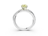 White gold Fancy Yellow Oval  Solitaire Twist Band with Pavé Setting and Four-Prong Setting_141