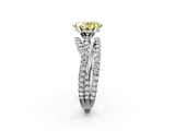 White gold Fancy Yellow Oval  Solitaire Twist Band with Pavé Setting and Four-Prong Setting_141