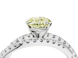 White gold Fancy Yellow Oval  Solitaire Twist Band with Pavé Setting and Four-Prong Setting_142