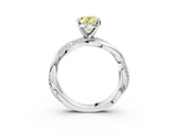 White gold Fancy Yellow Oval  Solitaire Twist Band with Pave Prong Setting_47