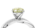White gold Fancy Yellow Oval  Solitaire Twist Band with Pave Prong Setting_48
