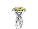 White gold Fancy Yellow Oval  Solitaire Twist Band with Pave Prong Setting_49