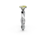 White gold Fancy Yellow Oval  Solitaire Twist Band with Pave Prong Setting_50