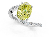 White gold Fancy Yellow Oval  Solitaire Twist Band with Pave Set Diamonds and Four-Prong Setting_165