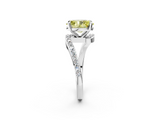 White gold Fancy Yellow Oval  Solitaire Twist Band with Pave Set Diamonds and Four-Prong Setting_166