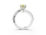 White gold Fancy Yellow Oval  Solitaire Twist Band with Pave Set Diamonds and Four-Prong Setting_167