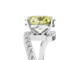White gold Fancy Yellow Oval  Solitaire Twist Band with Pave Set Diamonds and Four-Prong Setting_169